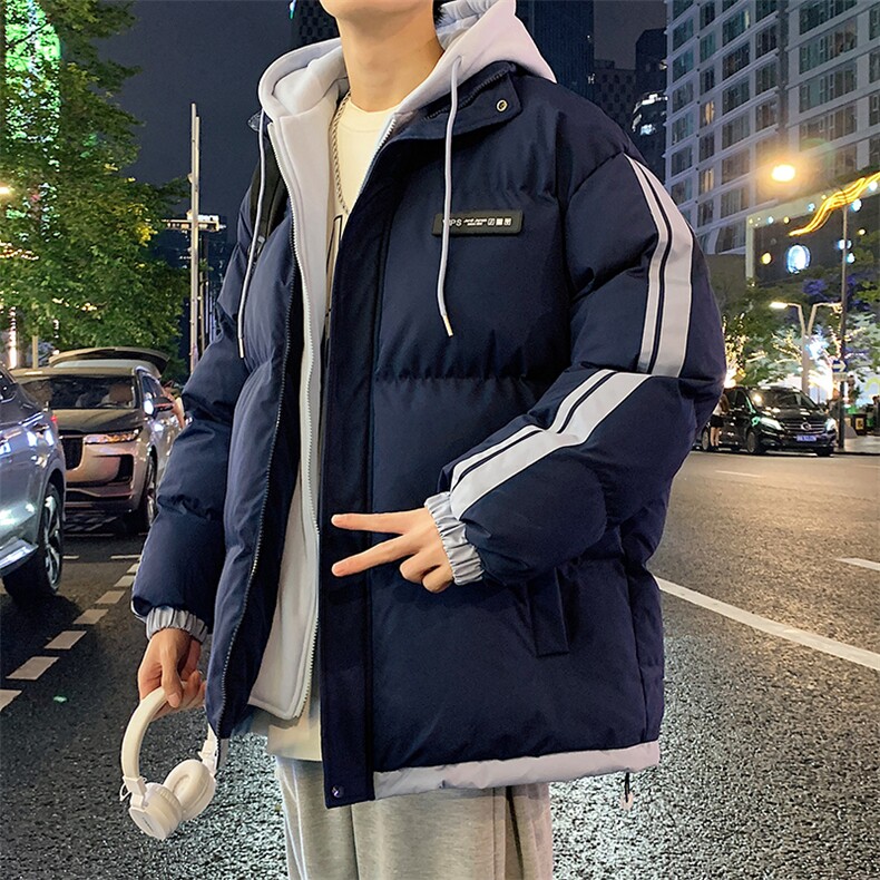 港风夜景潮牌新款织带连帽棉服潮流保暖棉衣M082-P100控139图片