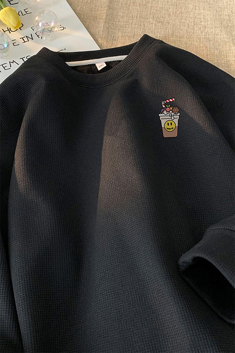 华夫格！华夫格上衣男圆领华夫格卫衣男大码长袖t恤男HY251-特P23,男装T恤,电商B367