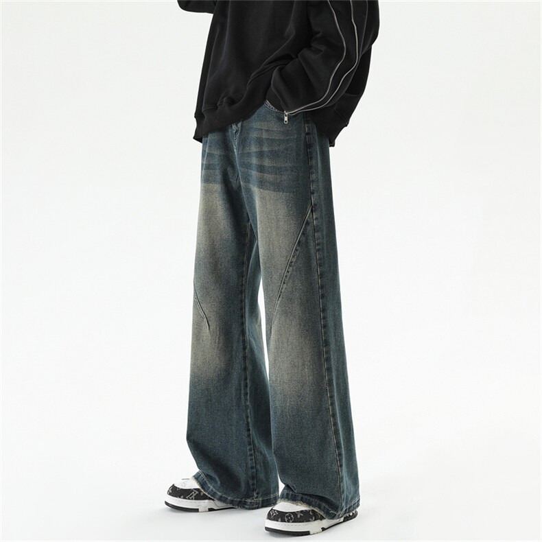 221-1高品质美式复古做旧水洗微喇叭显瘦牛仔裤K8006-P55控78，男装牛仔裤，星座221-1