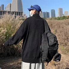高领毛衣男女情侣秋冬季宽松针织衫日系复古慵懒打底衫M8088-p40，男装针织衫/毛衣，星座1008