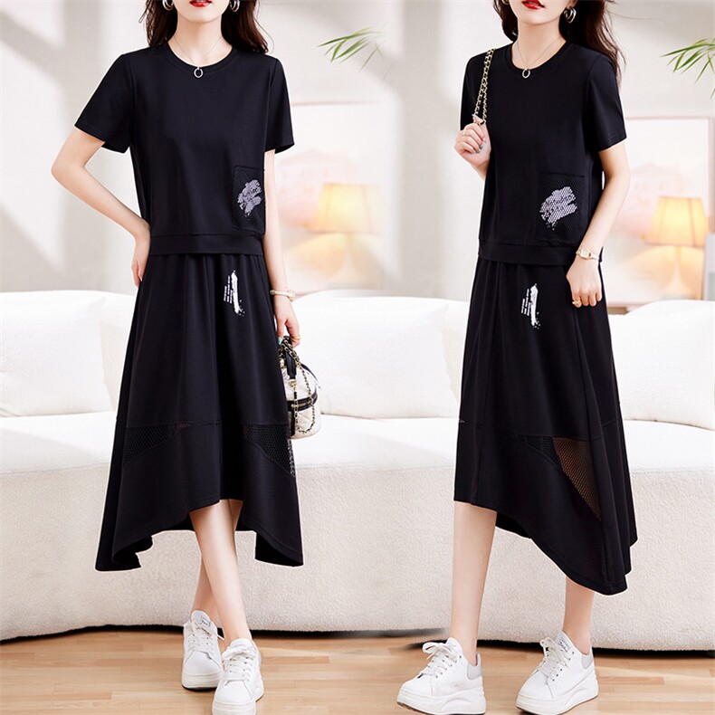 2023年夏季新款套裙高端欧货罗马天丝显瘦大版印花，女装套装/套裙，灵力轩