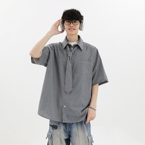 特P48 无差价新款夏季时尚百搭条纹领带衬衫-HC2283 无影墙图片