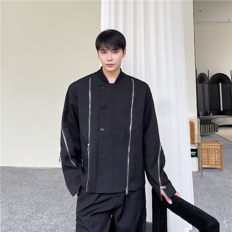 网红高级感重工艺拉链外套男个性潮牌秋装炸街A345-237-P145,女装短外套,电商A345