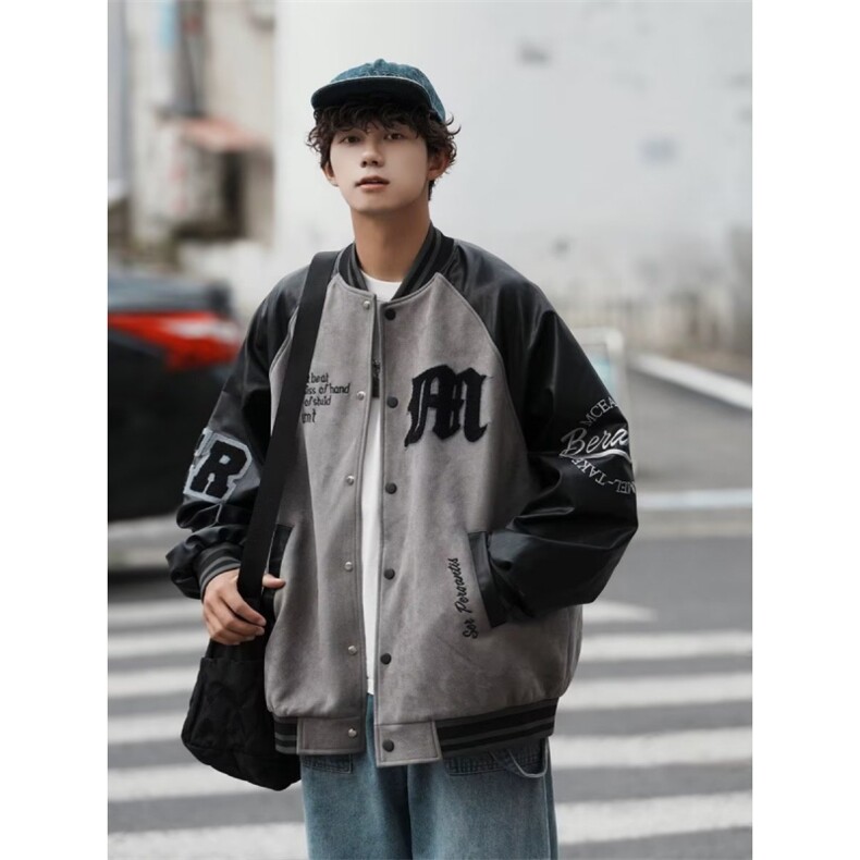 美式复古高街夹克男2024年春秋季新款潮牌宽松棒球服外套,男装夹克,星座716-4