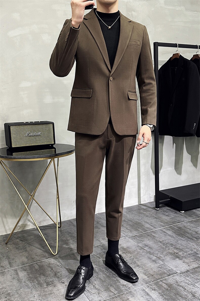 2025春秋男士轻熟简约休闲厚款西服单西外套A415-3362-P155-控258,男装西服,电商A355（原A415）