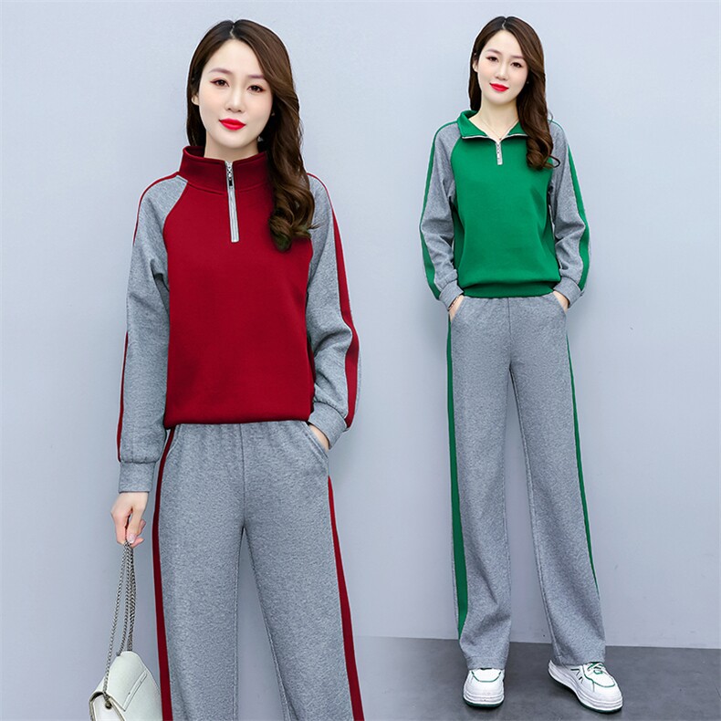 休闲宽松显瘦宽松两件套女装2024春秋新款时尚运动卫衣妈妈装套装,女装套装/套裙,梦依杭