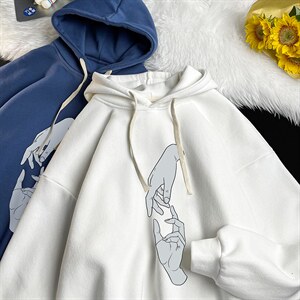 WY2147-P35 加绒款-P40 纯棉连帽卫衣男大码运动帽衫宽松薄图片