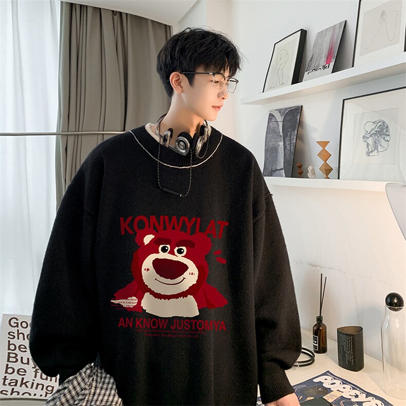 控78假两件毛衣男大码加绒针织衫男毛线衣M80285-P55加绒P70,男装针织衫/毛衣,电商A040