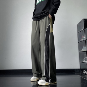 撞色拼接运动休闲裤秋季小众设计感直筒裤宽松长裤 K7427-P36图片