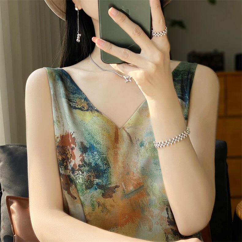 显瘦V领外穿吊带背心女夏内搭打底短款上衣,女装背心吊带,绒宛羊绒