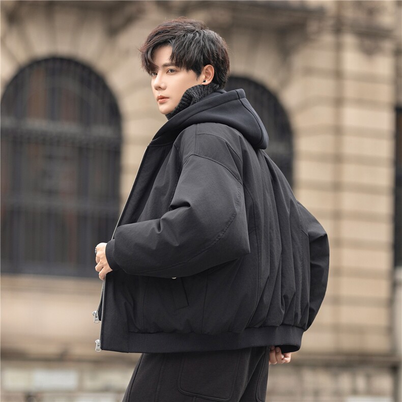 设计分割羽绒服夹克男2025冬装连帽羽绒外套拉链8123-P415控798,男装夹克,电商A355（原A415）