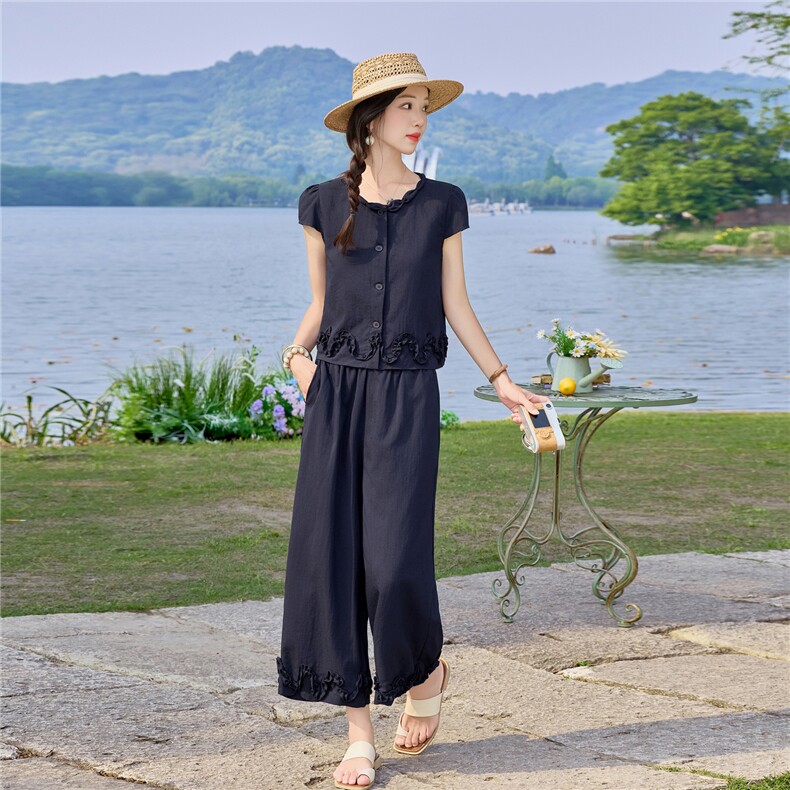 时尚休闲九分裤两件套女夏季,女装套装/套裙,素月