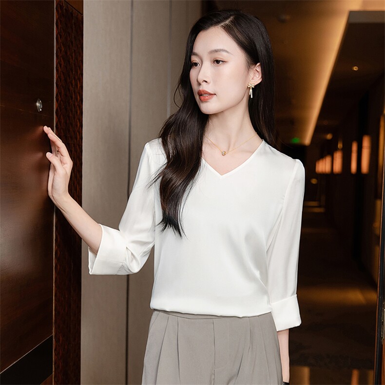 重磅真丝衬衫女2026新款夏季高端气质小衫真丝五分半袖上衣,女装衬衫,阿舍尔精品