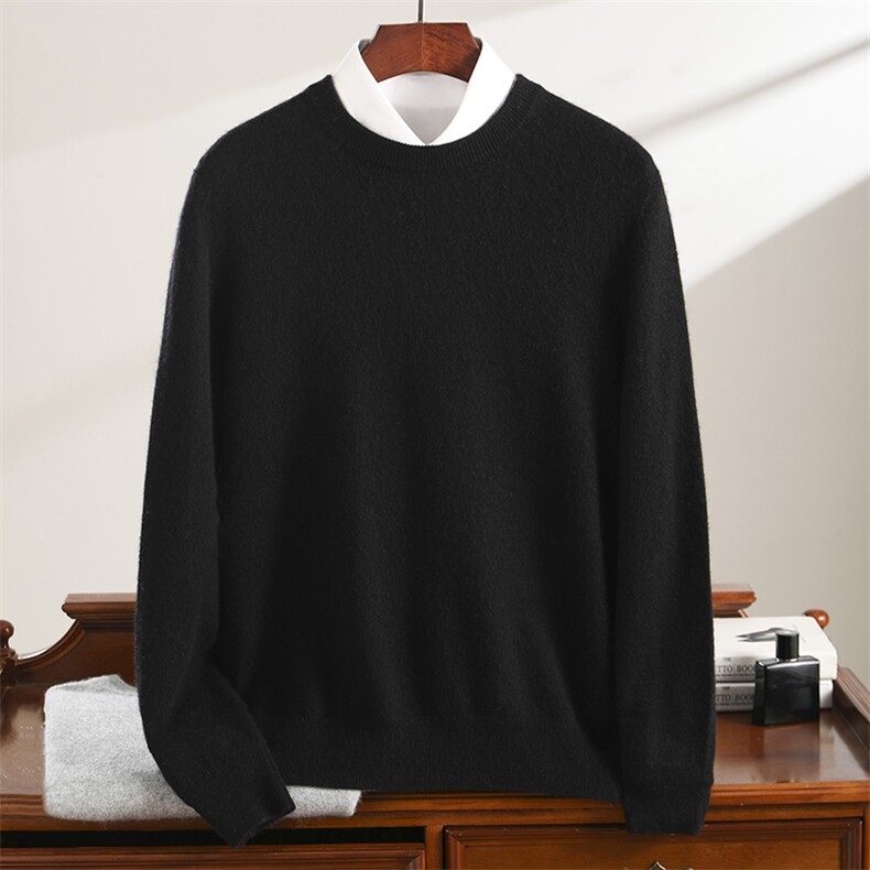 羊绒衫圆领毛衣男冬季新款加厚宽松大码V领针织打底衫男士羊毛衫，男装羊绒套衫，云暖羊山羊绒