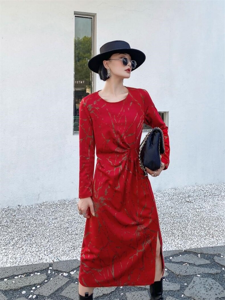 冬季貂绒连衣裙，女装连衣裙，红燕子