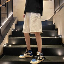 直播品质做旧重水洗立体裁剪拼接工装短裤五分裤K9805/P45白色，男装牛仔裤，电商A094