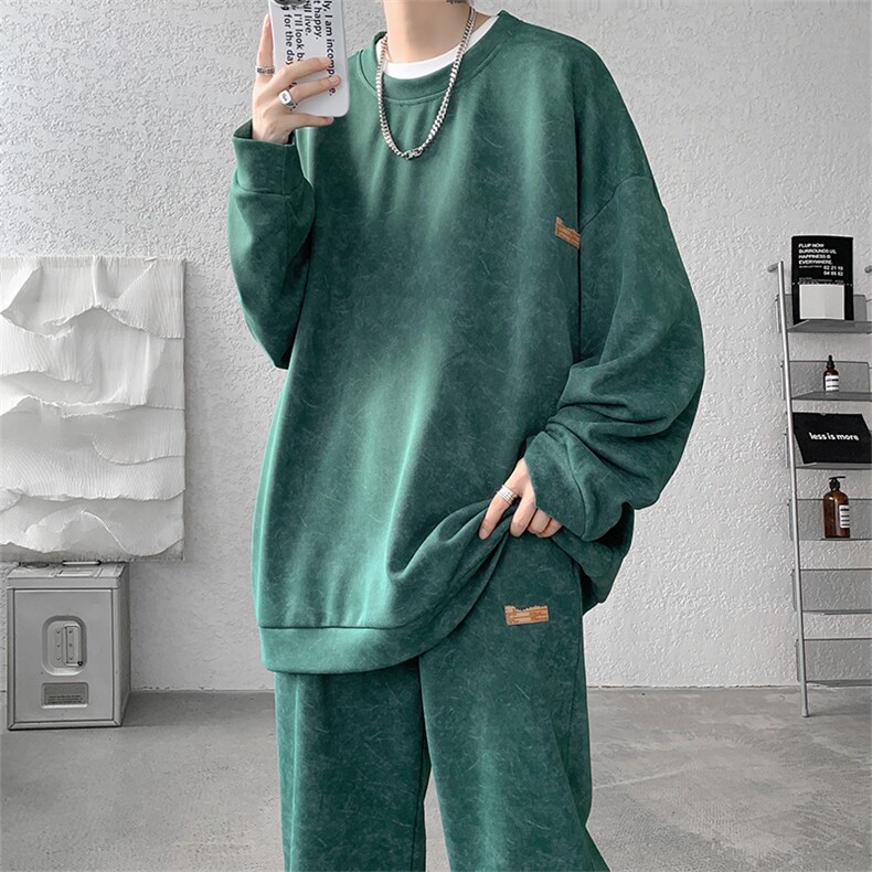 现货TZ761-特P65?秋季痞帅高街扎染卫衣卫裤休闲套装男,男装休闲套装,电商A059