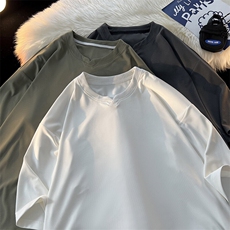 8XL-M冰丝凉感短袖T恤夏季大码V领垂感五分半袖体恤衫DX1206/P35，男装T恤，电商B238
