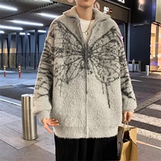 美式圆领毛衣男慵懒风休闲蝴蝶开衫貂绒针织衫M2401P68，男装针织衫/毛衣，星座1116-2