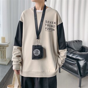 2021春季新款圆领青少年宽松港风卫衣上衣时尚潮男 W9225-P45图片