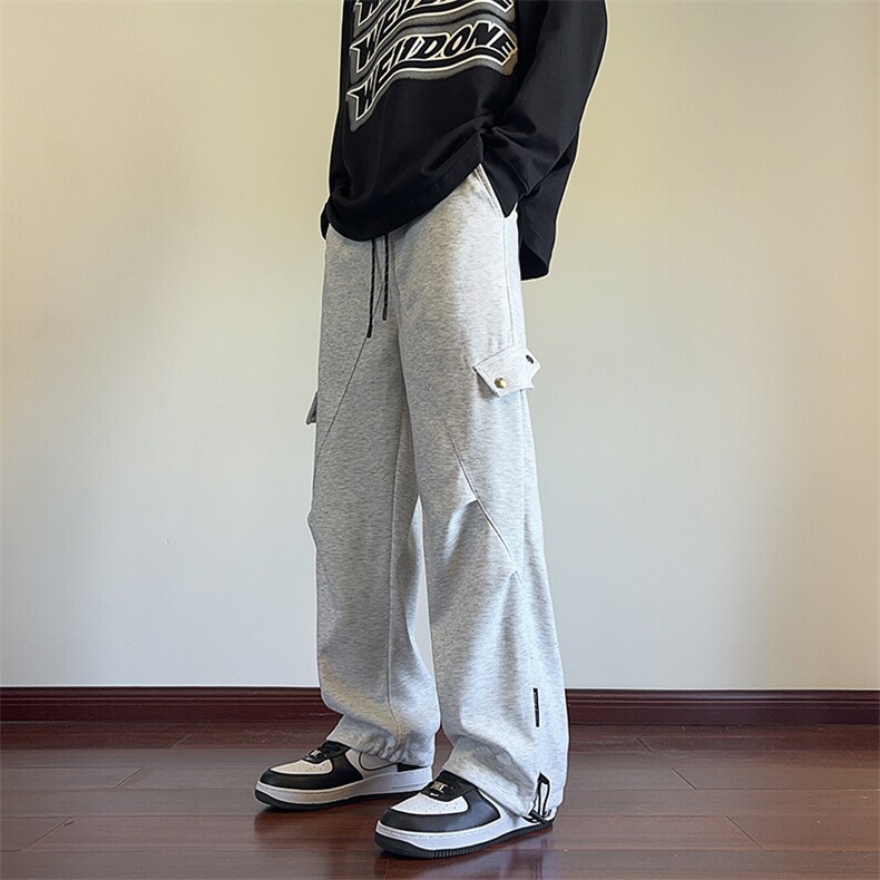 INS春季新款百搭工装褶皱宽松直筒休闲卫裤B315-K24026-特P35控68,男装休闲裤,电商B315