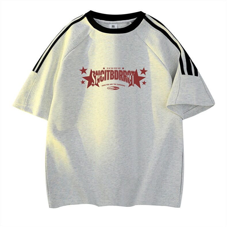 可48小时发货支持抖音得物来样二开重磅美式高街纯棉织带短袖T恤，男装T恤，电商A486