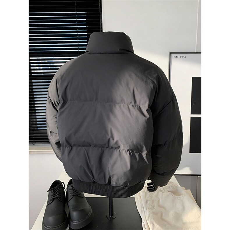 现货5W件冬季三防重磅硬挺boxy短款羽绒立领PU皮棉衣外套加厚棉服,男装棉衣,电商A486-1