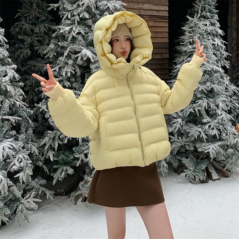 好卖现货2025冬装新款可爱花朵帽加厚泡芙保暖白鸭绒羽绒服女，女装羽绒服，苗苗