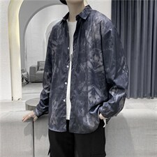 男新款长袖衬衫港风日系满身印休闲外套C002P32图片