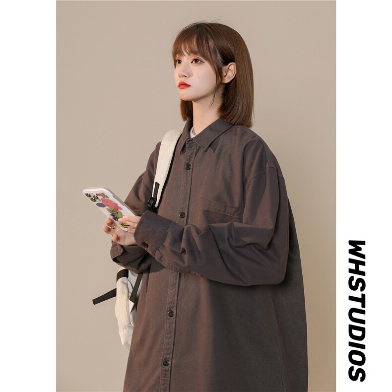 抖音供货2024春装新款复古水洗棉布长袖衬衫外套A158-cs01-P38,女装衬衫,电商A158-1