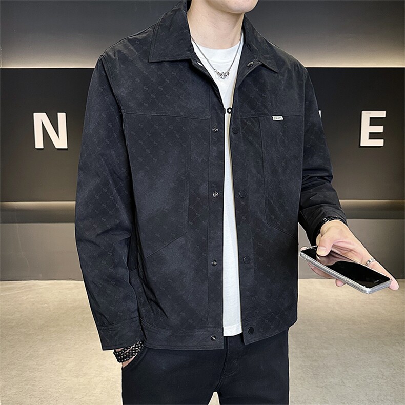 翻领夹克男2025新款秋季休闲外套男款C317-J7706-P125,男装夹克,电商C317