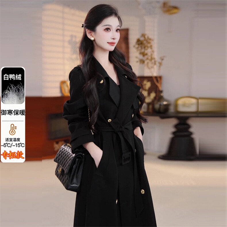 羽绒服内胆毛呢外套女时尚气质冬季2025新款加厚收腰正肩呢子大衣,女装羽绒服,纪茹