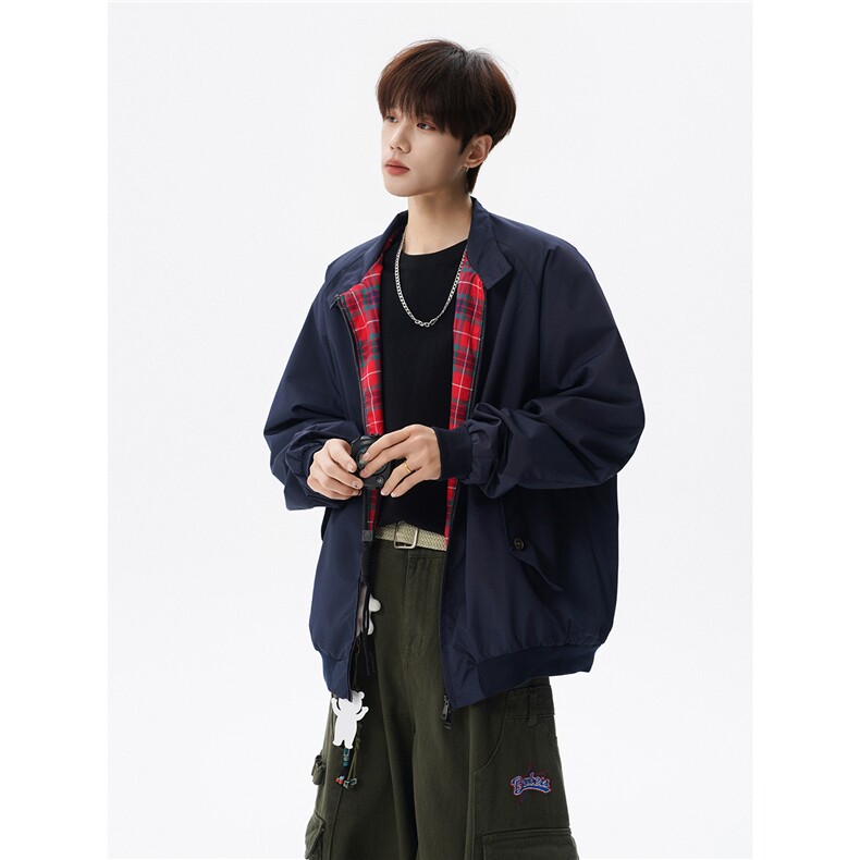 美式复古棒球服外套男春秋季潮牌拉链立领夹克宽松上衣服JK005,男装夹克,电商B312