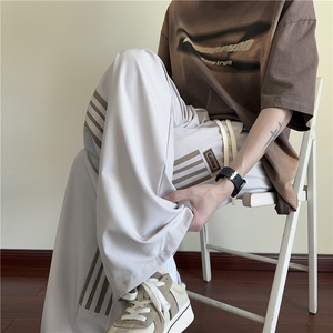 抖音品质夏季新款美式条纹冰丝宽松休闲裤B315-K25667-特p35控68图片