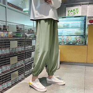 新款春夏九分直筒冰丝束脚休闲百搭裤2027-特批20，男装休闲裤，星座718-1