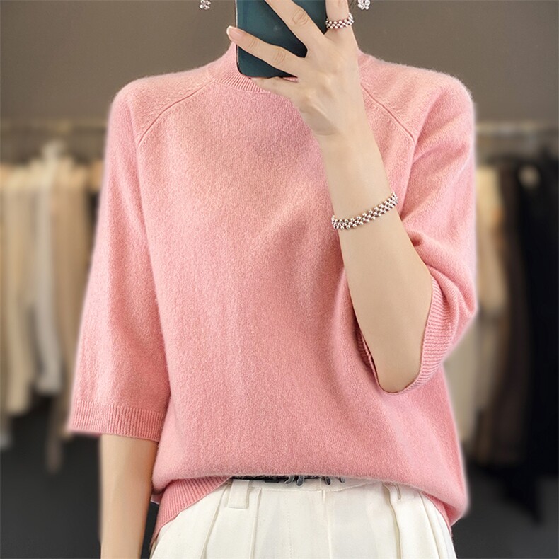 2025年秋季常规款通勤单件圆领套头简约大气，女装针织衫/毛衣，途瑞羊绒