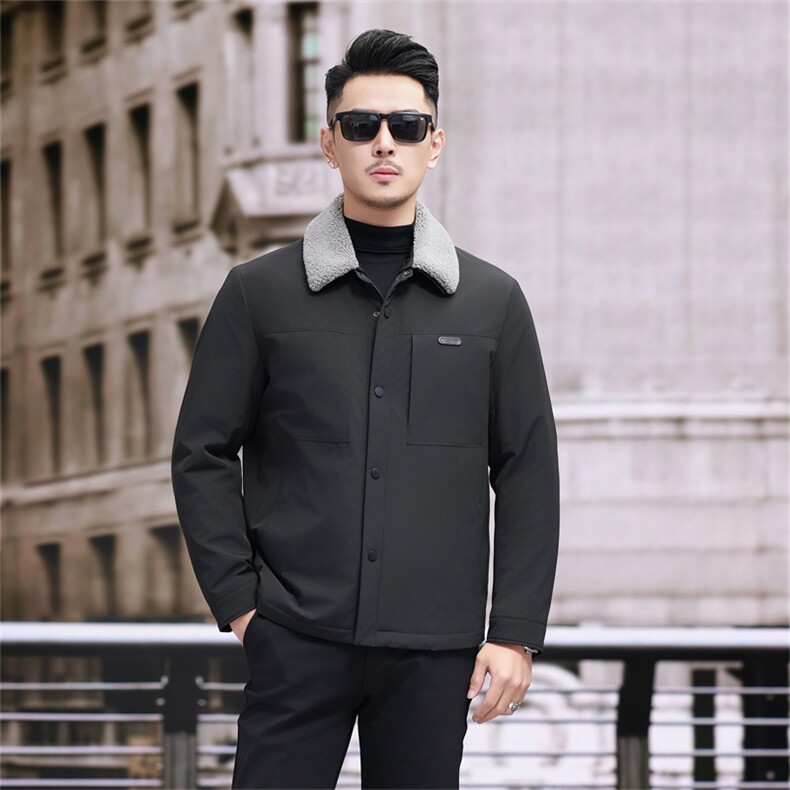 现货新标90绒中青年轻薄羽绒服外套男士羊羔毛领羽绒服夹克,男装夹克,钱塘723