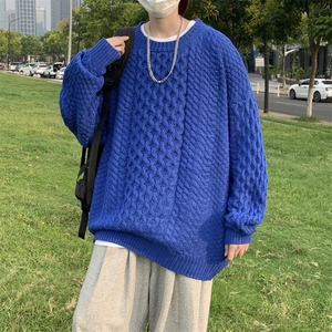 麻花毛衣男秋季圆领潮牌针织衫ins韩版宽松线衣外套MY0626-P45图片