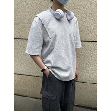 现货！夏季铆钉褶皱圆领短袖抖音得物可送样网图-EX50592-特批35，男装T恤，电商A061