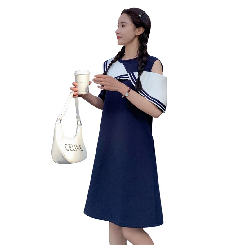 【香】韩系气质百搭直筒短袖连衣裙2025春季商场专柜七号铺女装,商品下架区,帛香坊