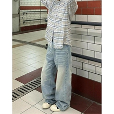 高街vibe风猫须做旧牛仔裤男女潮cleanfit直筒显瘦裤子N813，男装牛仔裤，星座1116A（原606A-3）