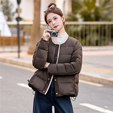 2025冬季新款时尚撞色圆领白鸭绒羽绒服女外套，女装羽绒服，美沁