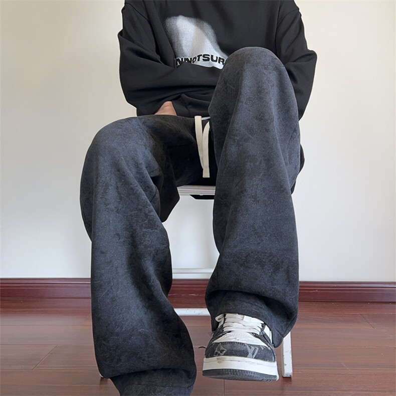 秋季新款休闲裤男扎染宽松卫裤潮流拖地长裤K787-P45控68,男装休闲裤,星座209-2