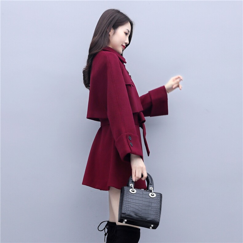 芷墨冬装新款时尚毛呢外套时尚斗篷外套女双排扣毛呢外套,商品下架区,芷墨服饰