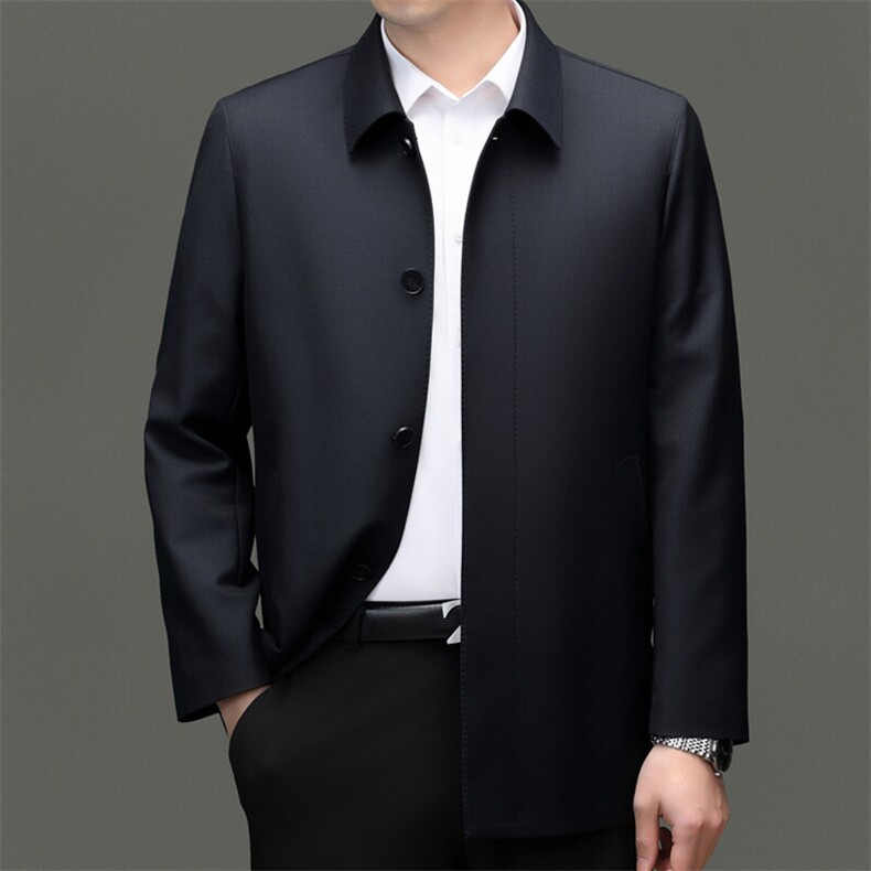 HY88603男士中长款羊毛精品行政夹克风衣外套商场品质图片