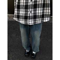 ~胖子加肥加大毛边牛仔裤男女拼接百搭阔腿直筒裤潮-N322，男装牛仔裤，星座601-2
