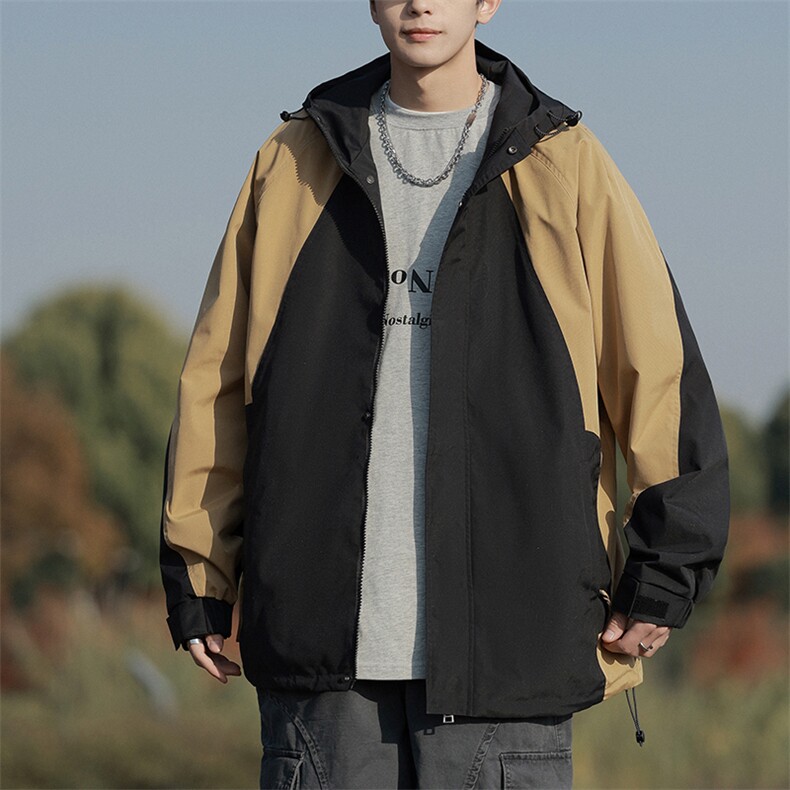 2024春秋新款冲锋衣连帽夹克户外工装日系百搭撞色外套JK2363-P75,男装夹克,电商A128
