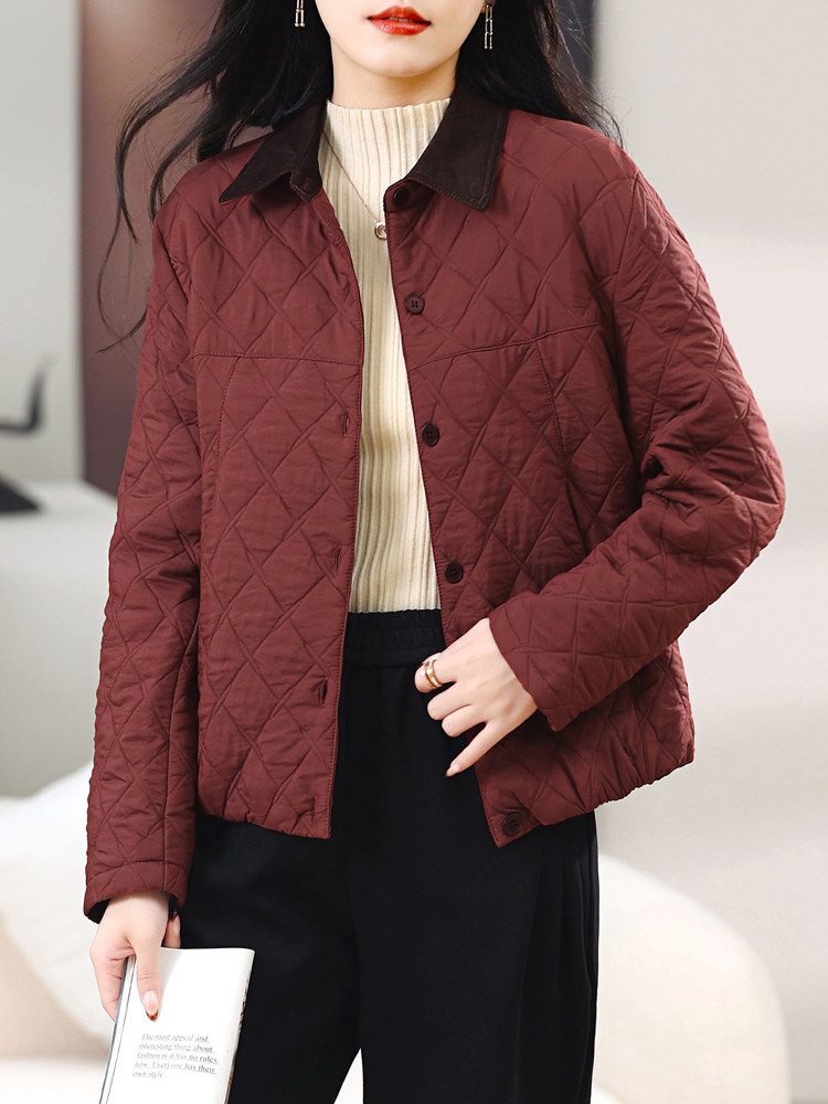 保暖外套冬妈妈款休闲百搭气质夹克上衣，女装棉衣/棉服，璐依舞