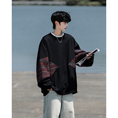 8XL-M春秋季圆领拼接撞色民族风卫衣男新款潮牌上衣服WY005P58，男装卫衣，电商B312