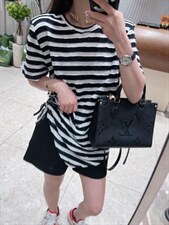 夏季新款 条纹不规则抽绳短袖,其它,AT(2F)